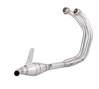 CRJIMX Slip-On Motorcycle Exhaust Escape Moto Full Systems For Y&amaha YZF R3 R25 MT03 2015 2016-2021 2022 2023 Front Middle Link Pipe(Silver)