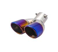 CRJIMX Universal 63mm Car Dual Exhaust Tip Inlet Double-Barrel Rear Exhaust Tip Tail Pipe Muffler Outlet Stainless Steel Car Accessories(Curved)
