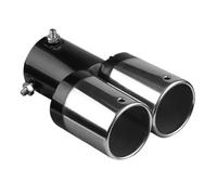 CRJIMX Universal 63mm Dual Outlet Car Exhaust Tip Stainless Steel Slant Rolled Edge Auto Muffler Silencer Universal Black+Silver Car Exterior Supplies(Black+Silver,Straight)