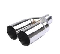 CRJIMX Universal 63mm Inlet 76mm Outlet Double Cylinder Stainless Steel Exhaust Tailpipe Muffler For Car Exhaust System Replacement
