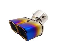 CRJIMX Universal Car Auto Round Exhaust Muffler Tip Stainless Steel Exhaust 1 To 2 Dual Pipe Trim Modified Car Rear Tail Throat Liner(Blue)