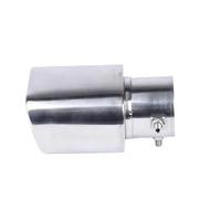 CRJIMX Universal Car Auto Square Exhaust Muffler Tip Stainless Steel Pipe Chrome Trim Modified Car Rear Tail Throat Exhause Liner 63mm Pipe Diameter(Silver,Straight)