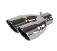 CRJIMX Universal Car Inlet Double-Barrel Rear Exhaust Tip Tail Pipe Muffler Outlet Stainless Steel Accessories(Silver,Straight)