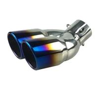 CRJIMX Universal Car Inlet Double-Barrel Rear Exhaust Tip Tail Pipe Muffler Outlet Stainless Steel Car Accessories Inlet 63mm Outlet 76mm(Curved blue)
