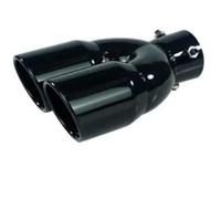 CRJIMX Universal Car Inlet Double-Barrel Rear Exhaust Tip Tail Pipe Muffler Outlet Stainless Steel Car Accessories Inlet 63mm Outlet 76mm(Straight bright black)