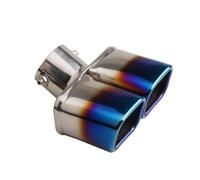 CRJIMX Universal Car Rear Dual Exhaust Pipe Tail Muffler Tip Throat Tailpipe Tail Stainless Steel Blue Double Exhaust Pipe Modified(Blue,Curved)