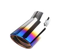 CRJIMX Universal Car Rear Modification Parts Titanium Exhaust Tip Colorful Stainless Steel Round Black Tail Pipe Auto Accessories(Blue,Bend)