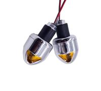 CRJIMX Universal Handle Grip Bar Blinker Side Marker Lamp Lighting 22mm Motorcycle LED Handlebar End Turn Signal Light Yellow Flasher Indicators(Chrome)