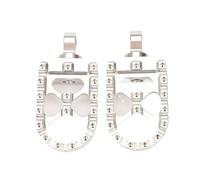 CRJIMX Universal Motorcycle CNC Wide Fat Footpegs 360° Roating Foot Pegs For Harley For Dyna Fat Bob For Softail For Sportster For Street Bob(Silver)