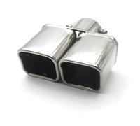 CRJIMX Universal Stainless Steel Exhaust Tips Dual Outlet Car Exhaust Tip Muffler Tail Double Pipe Tube Tips Car Accessories(Silver)