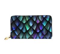 CRJSYCBYB 3D Magical Dragon Scales Pattern Printed Leather Wallet Genuine Leather Clutch Purse Portable Travelling Bag