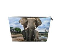 CRJSYCBYB African Wild Animals Elephant Printed Leather Travel Toiletry Bag Portable Cosmetic Bag Clutch Bag