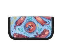 CRJSYCBYB Animal Cute Brown Otters Printed Canvas Pen Case Stationery Organiser Portable Pencil Pouch