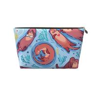 CRJSYCBYB Animal Cute Brown Otters Printed Leather Travel Toiletry Bag Portable Cosmetic Bag Clutch Bag