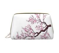 CRJSYCBYB Cherry Blossoms Tree Printed Leather Makeup Bag Portable Travel Cosmetic Bag Toiletry Bag