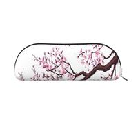 CRJSYCBYB Cherry Blossoms Tree Printed Pencil Bag Leather Pencil Pouch Stationery Bag