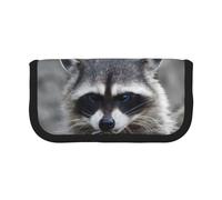 CRJSYCBYB Cute Raccoon Printed Canvas Pen Case Stationery Organiser Portable Pencil Pouch
