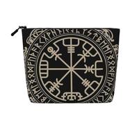 CRJSYCBYB Magical Design Norse Runes Compass Printed Fake Hemp Makeup Bag Travel Toiletry Bag Portable Cosmetic Bag