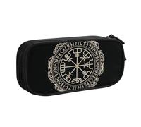 CRJSYCBYB Magical Design Norse Runes Compass Printed pencase Double Pencil Pouch Large Capacity Zip Stationery Case