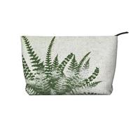 CRJSYCBYB Natural Plant Silhouette Fern Leaf Printed Corduroy Makeup Bag Travel Toiletry Bag Portable Cosmetic Bag Clutch Bag