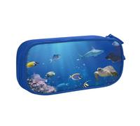CRJSYCBYB Ocean Tropical Fish Turtle Shark Printed pencase Double Pencil Pouch Large Capacity Zip Stationery Case