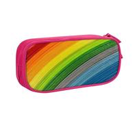 CRJSYCBYB Rainbow Color Stripe Printed pencase Double Pencil Pouch Large Capacity Zip Stationery Case