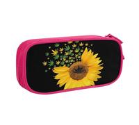 CRJSYCBYB Weed with Sunflower Printed pencase Double Pencil Pouch Large Capacity Zip Stationery Case