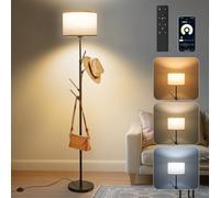 CRLL Floor Lamp for Living Room with Remote, Coat Rack, APP & Foot Switch, Tall Standing Lamp, 3 Color Temperatures Dimmable, LED Standard Corner Lamp for Bedroom Office Dorm Room