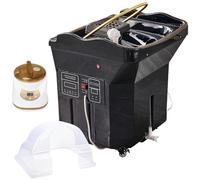 CRMARKM Japanese Head Spa Equipment,Head Spa Equipment Sink Portable with 60L Water Tank,Water Circulation Shampoo Basin with Fumigation Function and Light Therapy,Dual Heating(Black,Style2)