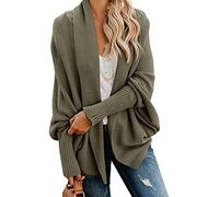CRMY Women's Cardigan Sweater Oversized Cardigan Batwing Chunky Knit Jacket (Color : Green, Size : S)