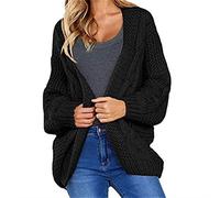 CRMY Women's Winter Cardigan Long Sleeve Thick Line/chenille Knit Cardigan Sweater Jacket (Color : Black, Size : M)