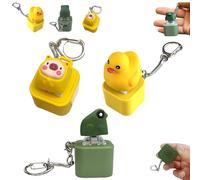 Croaking Frog Keychain, Frogs Croaking Fidget Toy, Fun Rechargeable Keychain with Colorful Lights, Quacking Duck Novelty Sound Gadget (Mix-3)