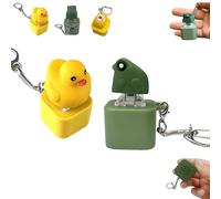 Croaking Frog Keychain, Frogs Croaking Fidget Toy, Fun Rechargeable Keychain with Colorful Lights, Quacking Duck Novelty Sound Gadget (Frog+Yellow Duck)