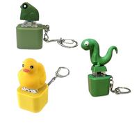 Croaky Buddy Keychain, 2/3PCS Fun Duck Frog Lizard Button Keychain Toy, Rechargeable Portable Animals Sound Effect Button (Mix 3pcs,1)