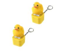 Croaky Buddy Keychain, 2/3PCS Fun Duck Frog Lizard Button Keychain Toy, Rechargeable Portable Animals Sound Effect Button (2pcs Duck,1)