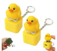 Croaky Buddy Keychain, Duck Frog Keychain, Lizard Button, Duckeys Fidget Keycap, With Colorful Lights, Fun & Portable Anxiety Relief Toy Pop Fidget Toys (duck*2)