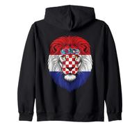Croatia Flag Colors Lion Head Croatian Heritage Zip Hoodie