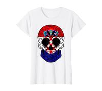 Croatia Flag Gift Sugar Skull Croatian Value Graphic T-Shirt, Women, White, L