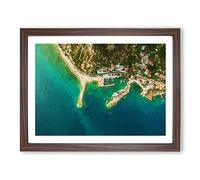 Croatia From Above Modern Art Framed Wall Art Print, Ready to Hang Picture for Living Room Bedroom Home Office Décor, Walnut A3 (46 x 34 cm)