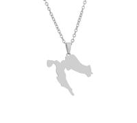 Croatia Map & Cities Name Pendant Necklaces For Women Men Stainless Steel Maps of the Croatian With Cities Šibenik Jewellry (Style B,Silver Color,60cm Chain)