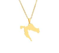 Croatia Map & Cities Name Pendant Necklaces For Women Men Stainless Steel Maps of the Croatian With Cities Šibenik Jewellry (Style B,Gold Color,60cm Chain)