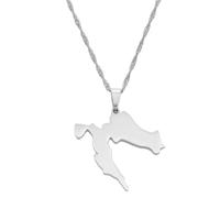 Croatia Map Pendant Necklaces Gold Color Stainless Steel for Women Girls Maps of the Croatian Jewelry(Silver Color,60cm)