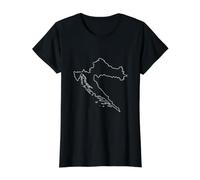 Croatia Map Travel Croatian Value Graphic T-Shirt, Women, Black, XL