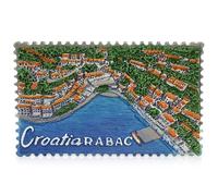 Croatia Rabac 3D Souvenir Fridge Magnet - Hand-Painted Resin Adriatic Coastline - 7.3cm Stamp-Style Decorative Mediterranean Travel Gift