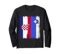 Croatia Slovenia Half Flag Croatian Slovenian Pride Jersey Long Sleeve T-Shirt