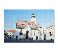 Croatia St. Mark's Church Zagreb Puzzle 1000 Piecesen Puzzle Adult Game Graphics Travel Souvenir 38x52CM