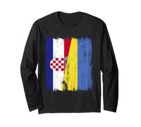 Croatia Ukraine Half Flag Croatian Ukrainian Heritage Long Sleeve T-Shirt