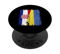 Croatia Ukraine Half Flag Croatian Ukrainian Heritage PopSockets Adhesive PopGrip