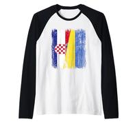 Croatia Ukraine Half Flag Croatian Ukrainian Heritage Raglan Baseball Tee