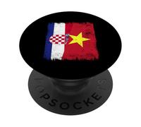 Croatia Vietnam Half Flag Croatian Vietnamese History PopSockets Adhesive PopGrip